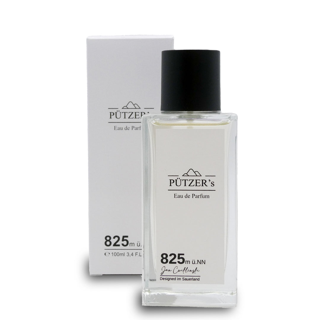 825m ü.NN Eau de Parfum bottle with packaging, 100ml, Chypre-frisch fragrance, made in Germany